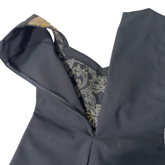 Nice Istanbul - Black Mini Dress With Breaded Gold Art Deco size 6 - Picture 4 of 8